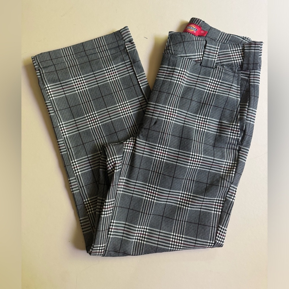 Dickies baggy straight leg cropped plaid trouser pants size 1
